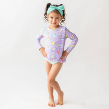 Load image into Gallery viewer, Snow Cones Ruffled Long Sleeve Rash Guard 2-Piece
