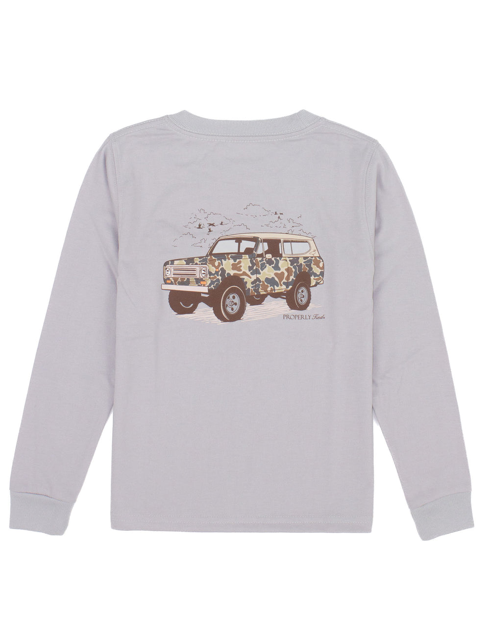 Properly Tied-Long Sleeve Camo Truck Ice Grey Tee