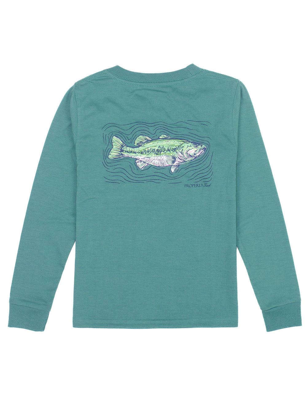 Properly Tied-Long Sleeve Spotted Bass Teal Tee