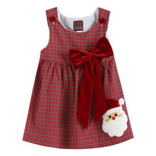 Load image into Gallery viewer, LIL Cactus - Red Plaid Santa Bow Sleeveless Babydoll dress
