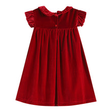 Load image into Gallery viewer, Lil Cactus - Red Velour Ruffle Dress
