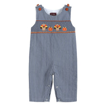Load image into Gallery viewer, LIL Cactus - Stripe Turkey Smocked Overalls
