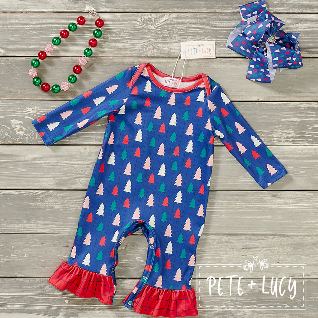 Pete and Lucy - Plaid Christmas - Girl Infant Romper Long Sleeve
