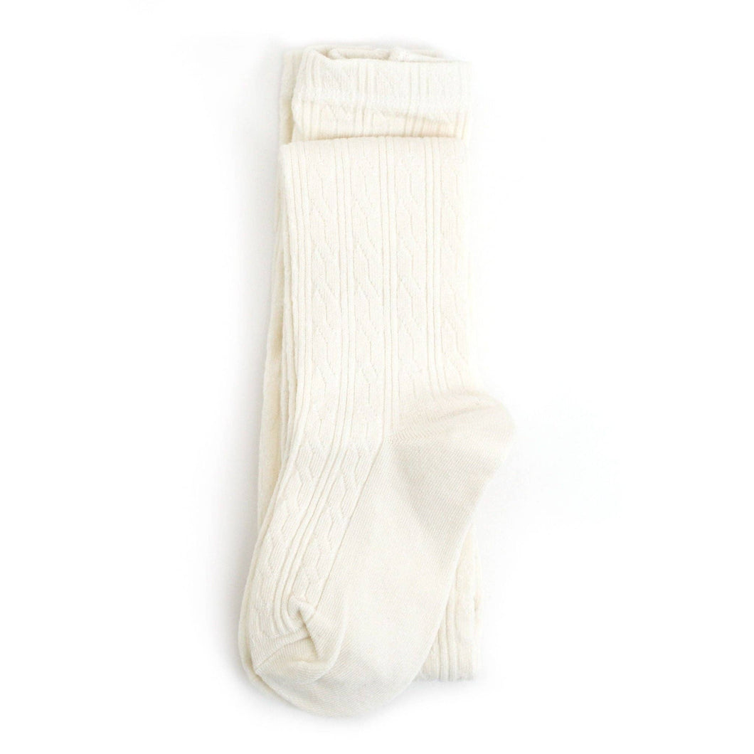 Ivory Cable Knit Tights: 3-4 YEARS