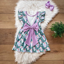 Load image into Gallery viewer, Green Floral Dress with Bow Back
