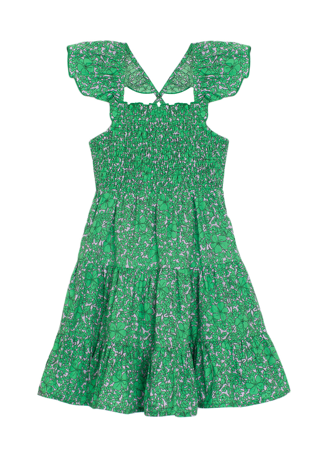 Green Vibrant Meadows Printed Cotton Dress