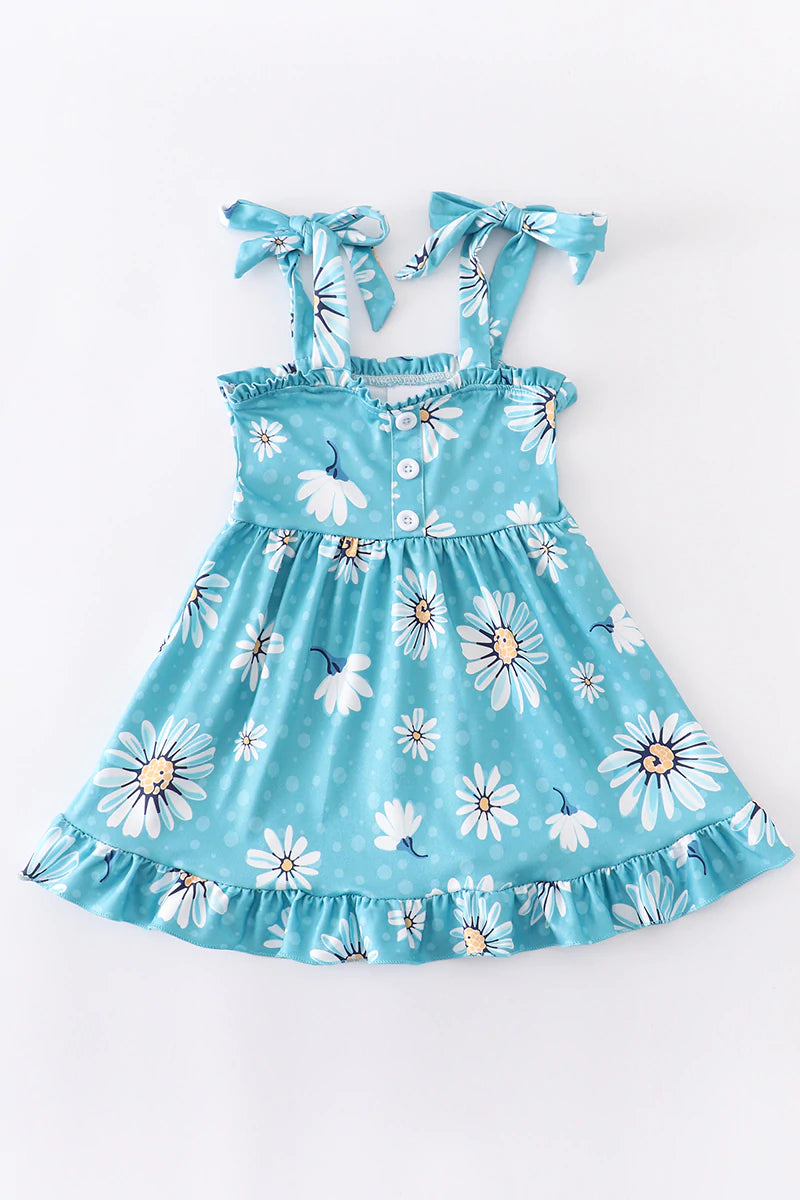 Blue Daisy Ruffle Dress