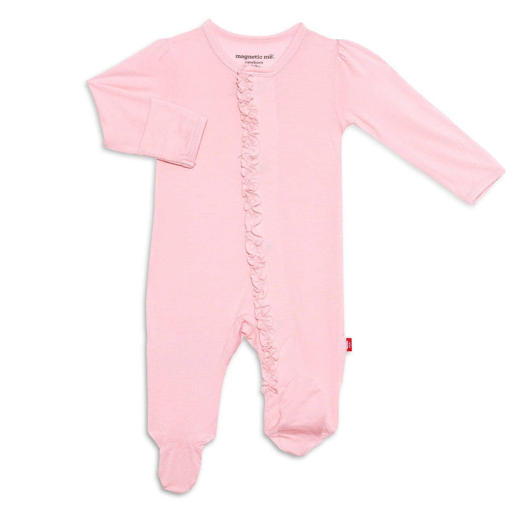 Magnetic Me- Pink Dogwood Modal Magnetic Ruffle Footie