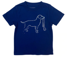 Load image into Gallery viewer, Short Sleeve Navy Dog with Leash Tee
