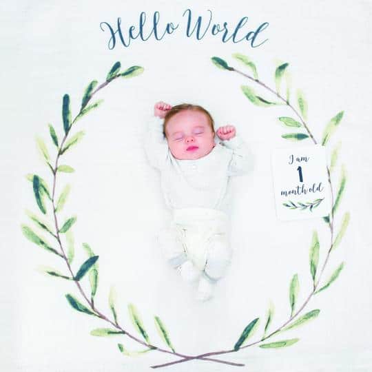 Lulujo Baby’s First Year Blanket & Cards – “Hello World”