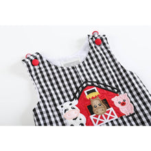 Load image into Gallery viewer, LIL Cactus - Black Gingham Barn Scene Shortalls
