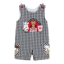 Load image into Gallery viewer, LIL Cactus - Black Gingham Barn Scene Shortalls
