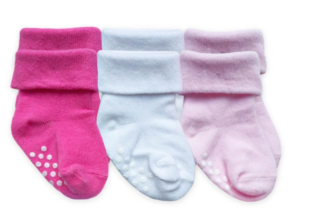Jefferies Socks Non-Skid Turn Cuff Socks 3 Pair Pack - Girl Infant