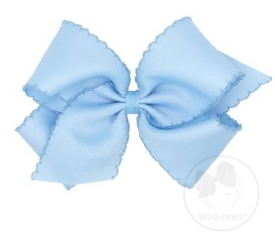 Wee Ones- Baby Blue King Moonstitch Grosgrain Bow