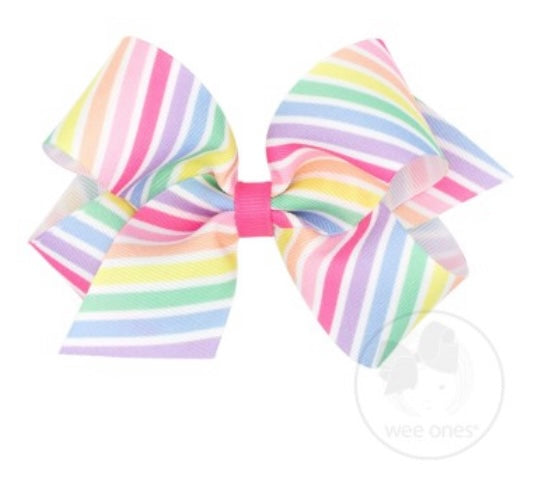 Wee Ones- King Colorful Stripes Patterned Grosgrain Bows