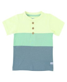 Ruggedbutts - Green and Blue Color Block Henley Tee