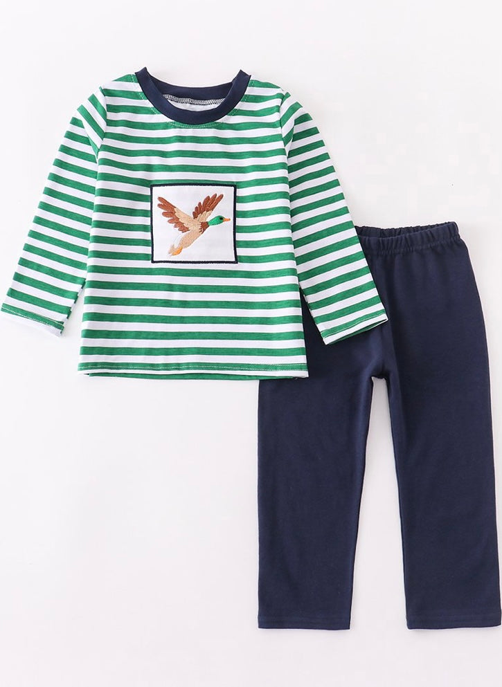 Striped Duck Embroidery Boy Set