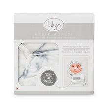 Load image into Gallery viewer, Lulujo Hello World Hat &amp; Swaddle Set – Marble
